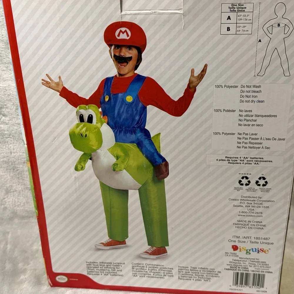 Super‎ Mario Bros. Mario Riding Yoshi Inflatable Costume Disguise With Fan